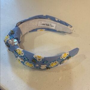 Twine and Love Blue Floral Beaded Women’s Headband